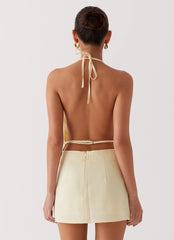 Top de cuello halter Sarah - Mantequilla