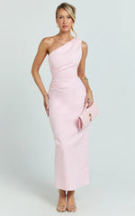 Vestido midi Karlie - Vestido ajustado de un solo hombro en rosa