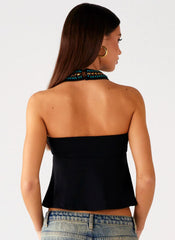 Top halter Boheme Breeze - Negro