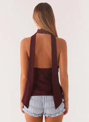 Top Catarina con estampado granate