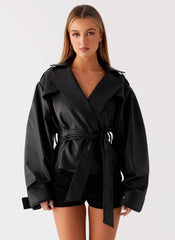 Gabardina de imitación piel Midtown - Negra