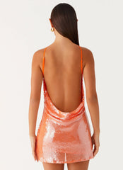 Minivestido Radiant Energy com Decote Drapeado nas Costas - Laranja