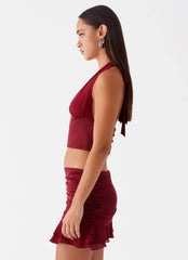 Top halter de gasa Kitty - Rojo cereza