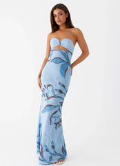 Maxivestido Tropicana - Floral azul