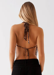 Top de malha Elysia - Estampa de leopardo