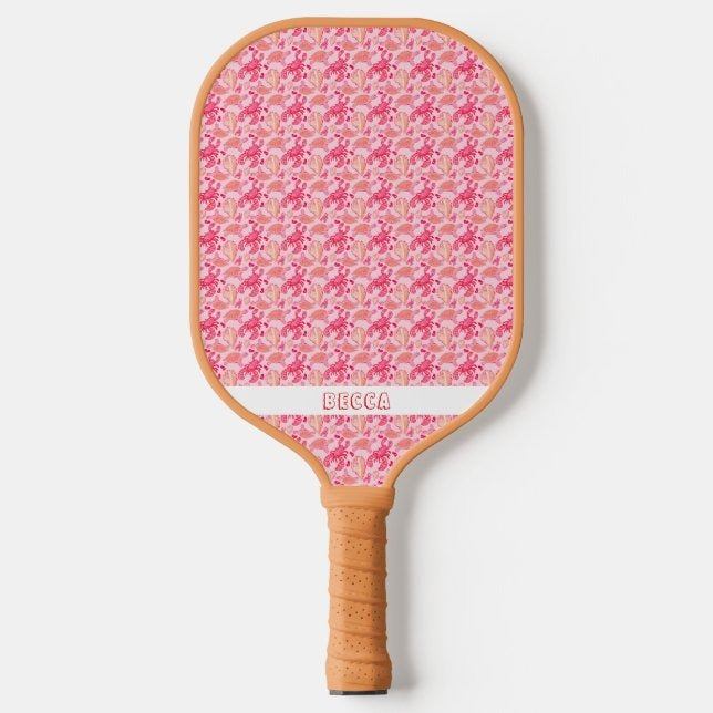 Pink Orange Lobster Under the Sea Pickleball Paddle